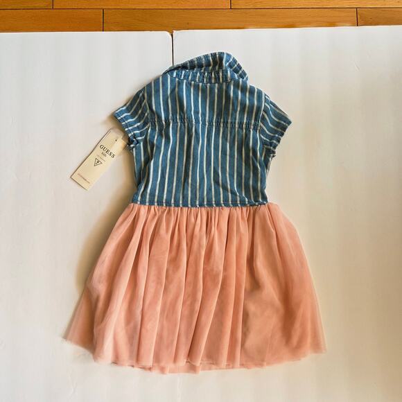 Guess Short Sleeve Denim Tulle Dress Size 4T - Picture 10 of 10